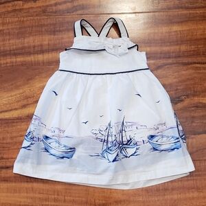 Janie and Jack NWOT 6-12 months sailboat dress w/ diaper cover